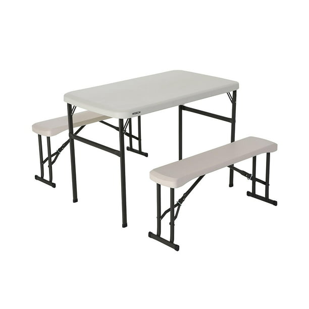 Almond Lifetime 80373 Portable Folding Camping RV Picnic Table and Bench Set